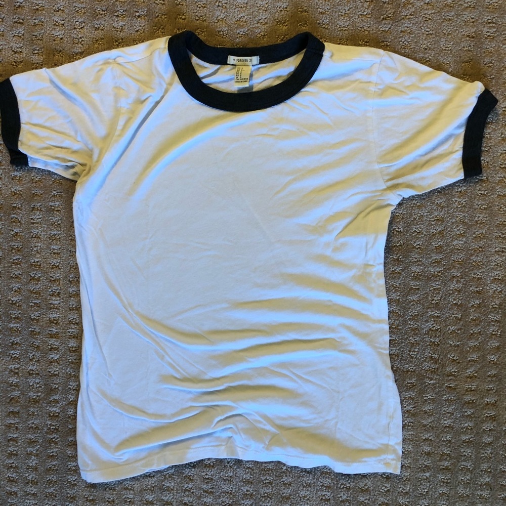 Forever 21 White/grey Ringer Tee
